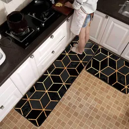 Mattor Simple Geometric Gold Line Printed Carpet Mat Kitchen Anti-Slip Rugs Fract Door Badrum Tapis Golv gåva