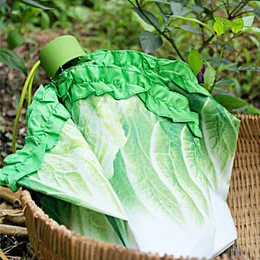 Parasol 1pc w stylu koreański słodki pak choi kształt parasolowy składany słońce ochrona dla mężczyzn i kobiet kreatywność