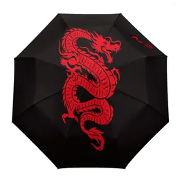Regenschirme Red Dragon Claw Kunstdruck Frauen Männer Regenschirm Drei faltbare Mädchen langlebig tragbar automatisch Geschenk Sonnenschirm