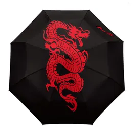 Guarda -chuvas Red Dragon Claw Art Print Men Men Rain Umbrella Three Girl Dolding Girl Durável portátil Automático Parasol