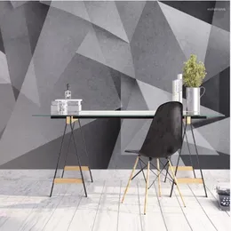 Wallpapers Custom Papel De Parede 3d Gray Black And White Geometric Wall Painting For Living Room Background Home Decoration Wallpaper