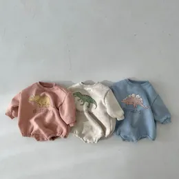 Rompers Milancel Pakaian Bayi Musim Gugur Balita Dinosaurus Satu Potong Laki Laki Bodysuit Bulu Lapisan Anak Perempuan 230328