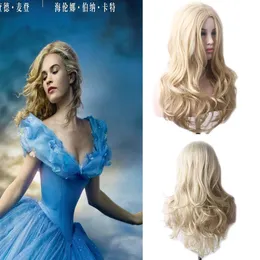 WoodFestival Wavy Women's Wigs Synthetic Hair Cosplay Long Wig Female Blonde Pink Black Green Purple Grey Blue Brown Red Colored