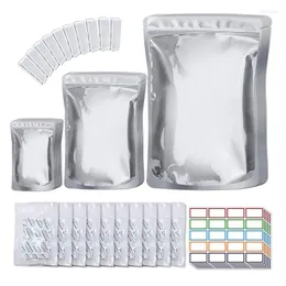 Storage Bags 100 Pack 10.2 Mil Mylar For Food With Color Labels - Resealable Zipper Bag Long Term CNIM Ho