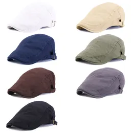 New Plain Newsboy Men's Hat Flat Cap Fashion Cotton Solid Color Newsboy Cap Adjustable Cabbie Driving Cap Painters Hunting Hat