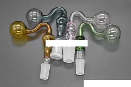 Grandi pipe colorate con bruciatore a nafta in vetro con teschio ricurvo 10mm 14mm 18mm Femmina maschio ipes fumante in pyrex spesso per bong ad acqua