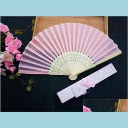 Konst och hantverk kinesiska imiterar Silk Hand Fans Folding Fan Style Summer Handy for Bride S Gästgåvor Drop Delivery Dh97d