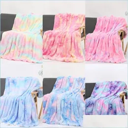 Blankets Rainbow Sofa Blanket Gradient Bedding Er Adt Kids Soft Warm Throw Couch Quilt Drop Delivery Home Garden Textiles Dhhoz