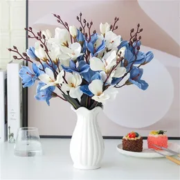 Faux Floral Greenery 5Forks 20Heads Artificial Silk Flower Bouquet Simulation Magnolia Plant for Home Living Room Decoration Wedding Fake Flowers 230330