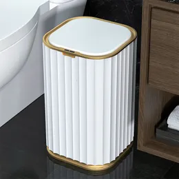 Waste Bins 15L bathroom intelligent trash can Automatic electronic trash can Platinum contactless narrow intelligent sensor trash can Smart home 230330