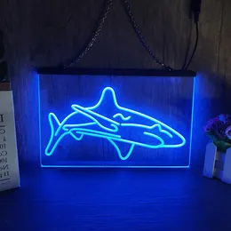 Shark Man Cave ledde neonskylt heminredning nyår vägg bröllop sovrum 3d nattljus