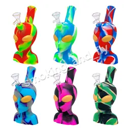 Silicone Alien Water Pipes Hookahs 8inhes water bongs dab oil rig with glass bowl smoke accessory