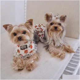 Odzież dla psa w stylu piknikowym w stylu piknikowym Koreańskie lato i jesienne urocze brzoskwiniowe spódnice spódnice szelki