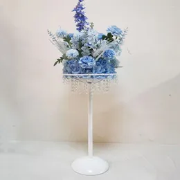 Vasi Vaso di fiori in metallo squisito bianco 25,6 pollici di altezza Pilastro Stand Centrotavola per feste di nozze Piombo stradale Decorazione della casa