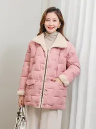 Women's Trench Coats FTLZZ Winter Women Turn-down Collar Single Breasted Jacket Casual Loose Lamb Wool Coat Female Thick Warm Cotton Outwear