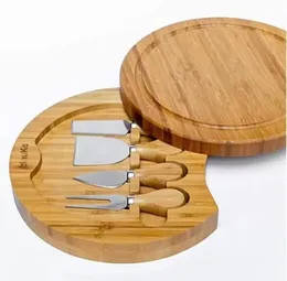 Kitchen Cheese Board Cutting Board Cutter Set with Drawer Cheese Pizza Board Bread Dim sum Western Dish Wooden Chopping Board Round q12