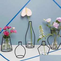 Wazony kreatywny żelazny wazon sadza stojak kwiatowy szelf bardian dekoracja dogotylna organizator domowy akcesoria do upuszczenia dostawy ogrodu dhcti