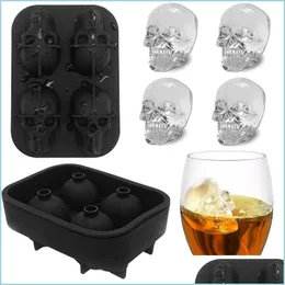 Other Kitchen Dining Bar 3D Skl Ice Mold Tray Super Flexible High Grade Sile Cube Molds For Whiskey Cocktails Beverages Kitchen T Dhezk