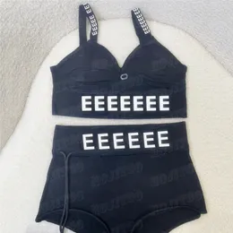 Femmes tricoté soutiens-gorge slips ensemble de sous-vêtements lettre imprimer femmes Sexy Bikinis maillots de bain Sling Lngerie