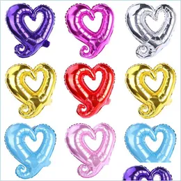Decorazione del partito Gancio da 18 pollici a forma di cuore Palloncini in foglio di alluminio Gonfiabili San Valentino Palloncino decorativo in Mylar romantico Dhmjy