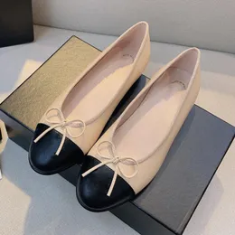 2023 Designer Women Ballet Flats Paris Vintage Fashion Bow Leather Mary Jane Shoes Round Toe Comfortable Luxury Womens Shoes