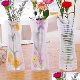 Vases Pvc Foldable Collapsible Water Bag Plastic Party Ecofriendly Reusable Home Office Vase 27X12Cm Drop Delivery Garden Dhpnf