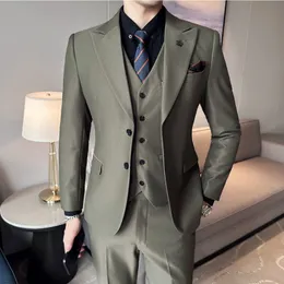 Мужские костюмы Blazers Jutk Prants 2023 Spring Luxury Men Higher Formal Groom Wedding Tuxedo Mens Work Party Slim Fit 3 Piece 230330