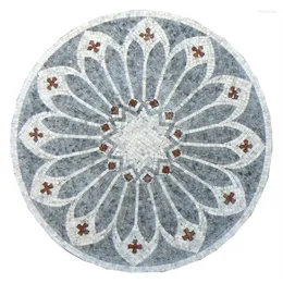 Wallpapers 80 Cm Diameter Grey White Red Marble Stone Mural Mosaic Tile Medallion Floor Ceiling Luxury Decoration