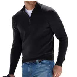 Spring Autumn High Quality Knitting Polo Shirts Men Sweatshirt Solid Casual Long Sleeve Zipper Shirts Men Top Lapel Clothing 2303303