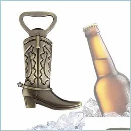 Openers Vintage Bronze Alloy Cowboy Boot Shape Bottle Opener Personality Bar Kitchen Tool Soda Beer Cap Favor Gift Drop Deli Dh3Lv