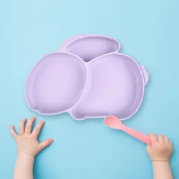 Flatware Sets Children Dinner Plate Anti-Slip Baby Infant Safe Dining Eco-friendly Non-toxic Tasteless Grade Sucker Tableware