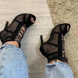 Sandały wycięte wycięcie na wysokim obcasie Summer Buty butów czarne buty balowe salsa tango girl moda moda sandalias 230330