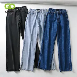 Jeans Femme GOPLUS Pantalon à jambes larges Maman Noir 2023 Femme Vintage Taille haute Split Jean Femme Spodnie Damskie C11537 230330