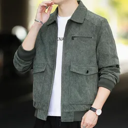 Giacche da uomo Giacca casual alla moda Versione coreana Abbigliamento in velluto a coste leggero Cappotto con risvolto per giovani e mezza età 230330
