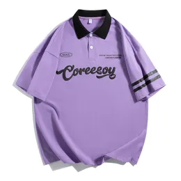 Mens Polos Korea Style Solid Brand Fashion Polo Shirts Short Sleeve Black Purple Summer Cotton Hateble Tops Tee Oversize 4xl 230330