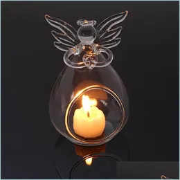 Candle Holders Romantic Transparent Angel Christmas Hanging Tealight Holder Glass Terrarium Globe Candlestick Bar Decor Drop Dhcqh