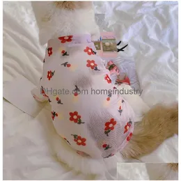 Hundkläder Pet Spring and Summer Mesh Light Thin Tide Printing Tshirts för att förhindra håravfall Katter och hundar Pomeranian kläder släpper Dhmkh