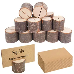 Inne świąteczne materiały imprezowe 10pcs Naturalne drewniane miejsce na karty Stand P O Uchwyt klipu Rustykalne dekoracje ślubne