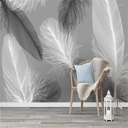 Wallpapers Papel De Parede 3d Custom Wallpaper Murals Feather For Walls Home Decor TV Background Wall