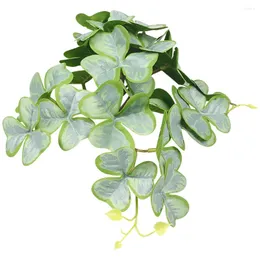 Dekorativa blommor grön vas faux växter bukett falska grönska stjälkar dekorera shamrock buske buketter silkesblomma plast