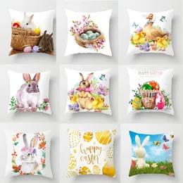 Andra evenemangsfestleveranser Happy Easter Pillowcase Decorations for Home Sofa Case Rabbit Bunny Eggs Cover 45 45cm 230330