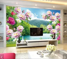 Bakgrundsbilder Peony Flower Wall Murals For Living Room Landsy Wallpaper Paper Rolls Tryckt Po Mural Floral Papel Custom