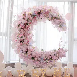 Decorative Flowers Pink Rose Floral Row Wedding Backdrop Flower Stand Arrangement Decor Arch Frame Event Party Prop Floor Window Display