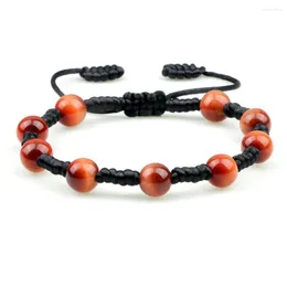 Strand Natural Orange Tiger Eye Stone Beads Bracelet 8mm Handmade Adjustable Bracelets&Bangles For Friends Women Men Yoga Jewelry