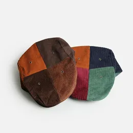 Basker corduroy färg matchande målare hattar för män cool vintage platt cap höst vinternät unisex varma casual accessoryberets