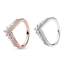 2019 new princess wish ring for Pandora 925 sterling silver with CZ diamond rose gold high quality charm ladies ring301I