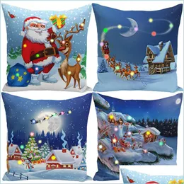 Kuddefodral julhylt 45x45cm plysch hem soffa kast ery motiv upplyst kudde droppleverans trädgård textilier sängkläder supplor dhzrb