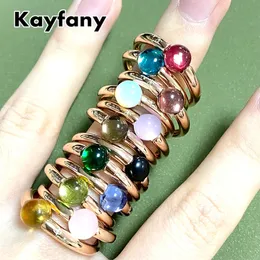 Cluster Rings Classic 23 Colors Simple Round Candy Style Natural Mica Turquoise Crystal For Women Birthday Gift 230329