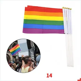 Banner Flaggor Gay Pride Flagga Plast Stick Rainbow Hand Amerikansk Lesbisk Lgbt 14 X 21 Cm Drop Delivery Hemmaträdgård Festlig Fest Suppl Dhvlz