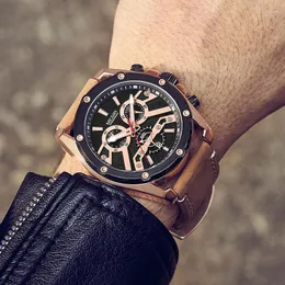 Montres-bracelets MEGIR marque de mode sport Quartz hommes montres bracelet en cuir militaire chronographe étanche montre-bracelet Relogios Masculino horloge